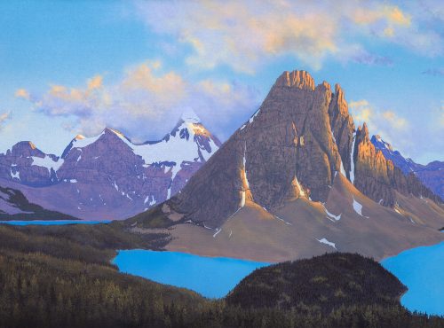Painting of Sunburst Mountain, Mount Assiniboine Valley